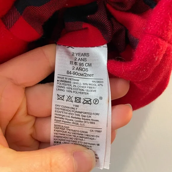 Baby Gap Girl Red Pea Coat Size 2T
